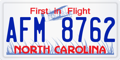 NC license plate AFM8762