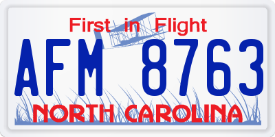 NC license plate AFM8763