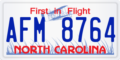 NC license plate AFM8764