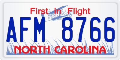 NC license plate AFM8766