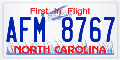 NC license plate AFM8767