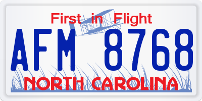 NC license plate AFM8768