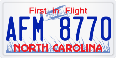 NC license plate AFM8770