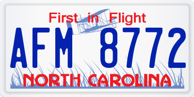 NC license plate AFM8772