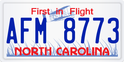 NC license plate AFM8773