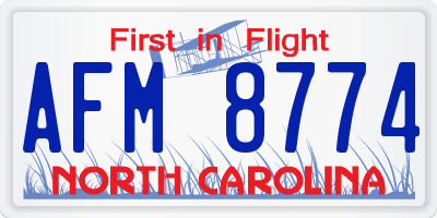 NC license plate AFM8774