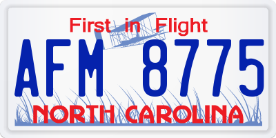NC license plate AFM8775