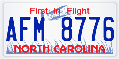 NC license plate AFM8776