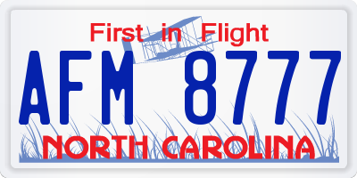 NC license plate AFM8777