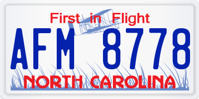 NC license plate AFM8778