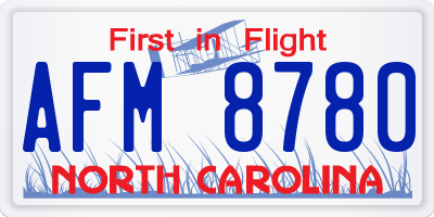 NC license plate AFM8780