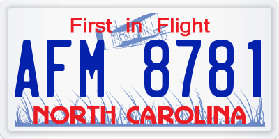 NC license plate AFM8781