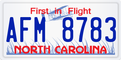 NC license plate AFM8783