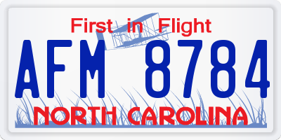 NC license plate AFM8784