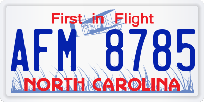 NC license plate AFM8785