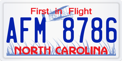 NC license plate AFM8786