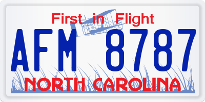 NC license plate AFM8787