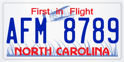 NC license plate AFM8789