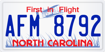 NC license plate AFM8792