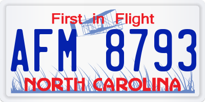 NC license plate AFM8793