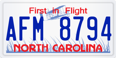 NC license plate AFM8794
