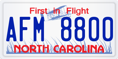 NC license plate AFM8800