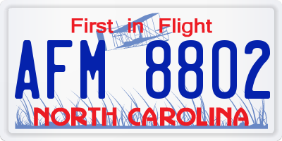 NC license plate AFM8802