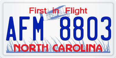 NC license plate AFM8803