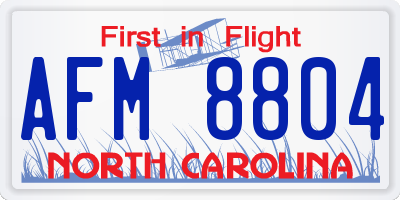 NC license plate AFM8804