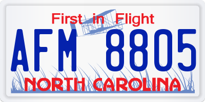 NC license plate AFM8805
