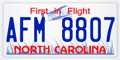 NC license plate AFM8807