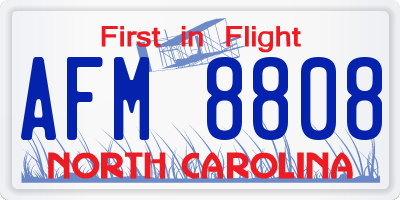 NC license plate AFM8808