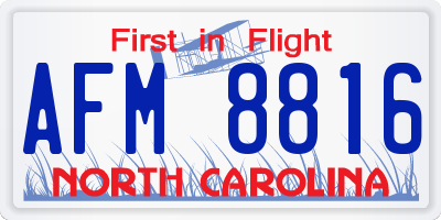 NC license plate AFM8816