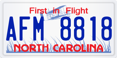 NC license plate AFM8818