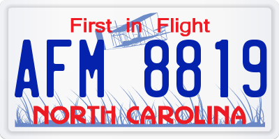 NC license plate AFM8819