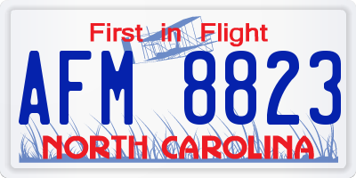 NC license plate AFM8823