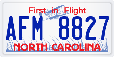 NC license plate AFM8827