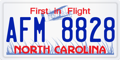 NC license plate AFM8828