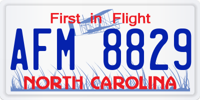 NC license plate AFM8829