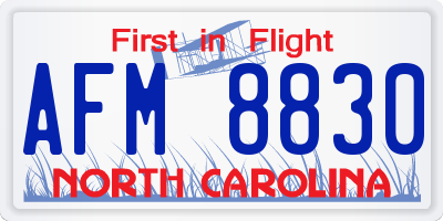 NC license plate AFM8830