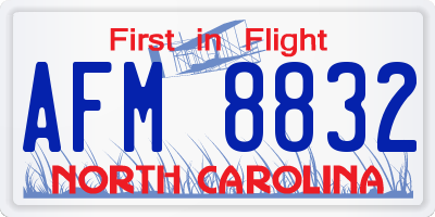 NC license plate AFM8832
