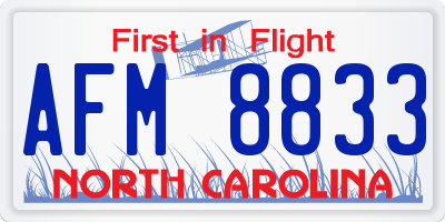 NC license plate AFM8833
