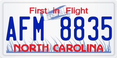 NC license plate AFM8835