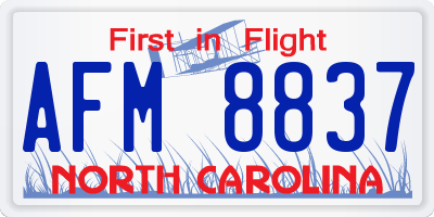 NC license plate AFM8837