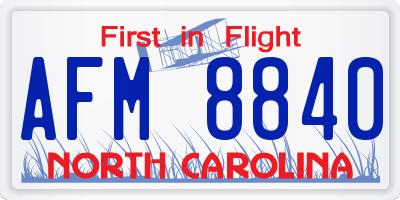NC license plate AFM8840
