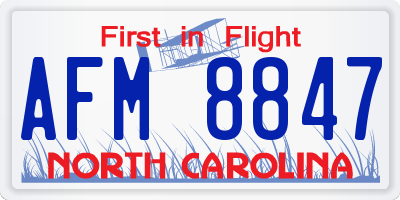 NC license plate AFM8847