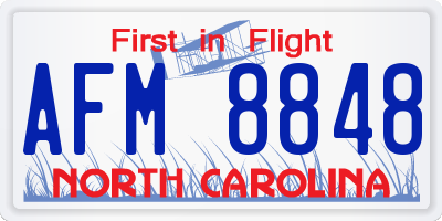 NC license plate AFM8848