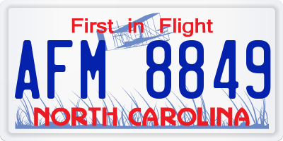 NC license plate AFM8849