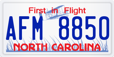 NC license plate AFM8850