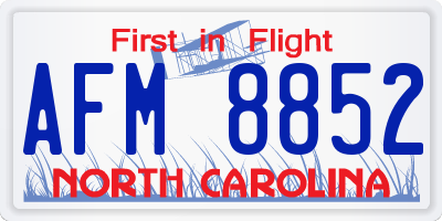 NC license plate AFM8852